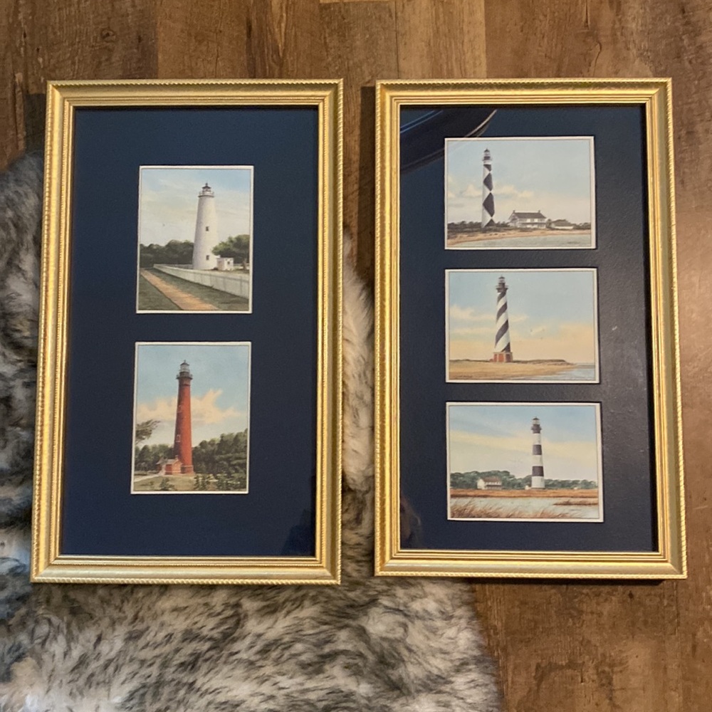 Two professionally framed lighthouse prints OBX